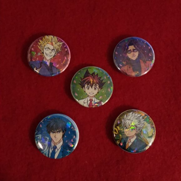 Handmade Anime Manga Videogame Eyeshield 21 Holographic Button Pins Set! - Picture 2 of 2